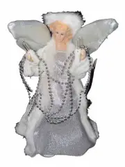 Lighted Tree Top Angel 11” from 90s in sparkle silver dress