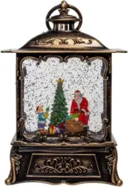 Kurt Adler 8.86-inch Battery Operated LED Santa Swirling Water Lantern