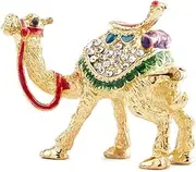 YU FENG Crystal Camel figurines Decor Ornament,Golden Enamel Camel Statues Animal Trinket Jewelry Box Hinged