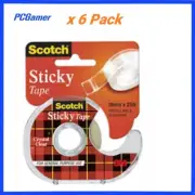 6 x Scotch 502 Crystal Clear Sticky Tape on Dispenser 18mm x 25M