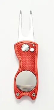Magnetic Golf Divot repair tool red. Portable and retractable