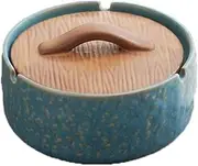 Decorative Modern Ashtrays with Lid Portable for Indoor Outdoor, Ceramic Ashtray Built in 3 Smoking Fluted, Ash Tray Decor for Home Desktop Office Table Cigarettes Ash Butt Disposal
