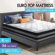 STARRY EUCALYPT King Size Mattress Pocket Spring Latex Euro Top 36cm 7 zone