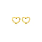 9ct Gold Diamond Cut Open Heart Stud Earrings