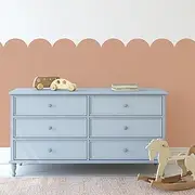 SHYJSHYJ Scallop Border Wall Stencils Kit for Painting Large Pattern on Wall, Reusable Cloud Scallop Edge Template for Nursery, Kids Bedroom Livingroom Home Scandinavian Boho Painting Wall Décor