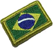 [BR44] BP0403V31 Brazil Flag Embroidered Patch Gold Border Uniform Kart Kimono, Hook Fasteners Attach to Tactical Hats and Gears