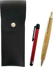 2 Pack Round Button Japanese Pen Case Black Metal Touch Stick Red and Maple Wood Axis Retro Ballpoint Pen Set BRS-B-ALR-HS47S-2