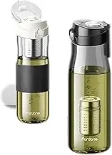 （NEW）Magnetic Elastic Drinking Bottle 1000ml Tritan Food-grade Material Tea-water Separation Leak-Proof Heat-resistant Stainless Steel Tea Storage Container (black)