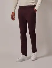 Hawes & Curtis Deep Claret Garment Dyed Cotton Stretch Slim Fit Chinos Size: 38-33"