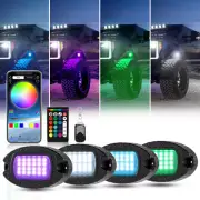 4x 24-LED RGB LED Rock Lights Kit Underbody Glow Neon Light Lamp Bluetooth APP