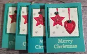 4 cardstock individual Christmas Gift tags w/ string, great for crafts! *BONUS*