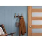 Coat Rack with 3-Wooden Hooks Mid-Century Keyhole Slots Handmade Holder Black