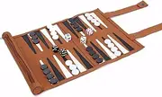 Backgammon Set, Roll Up Travel Backgammon Board Game for 2 Players, Luxury Leather Classic Backgammon Set for Board Game(Brown)