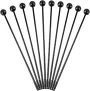 AUEAR, 10 Pcs Solid Plastic Bell Mallets Percussion Sticks Hammer Drum Sticks Mallets for Kids 11 Inch Black