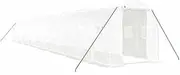 Walk-in Greenhouse, Outdoor Plant Hot House Gardening Greenhouses, PE Cover Tunnel Green Houses with Roll-up Windows, Zippered Door, Steel Frame, White 32 m³ 16x2x2 m