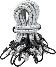 Kotap VBC-18WHT Heavy Duty Durable Multi-Use Bungee Cords with Hooks, 18-Inch, White (10-Pack)