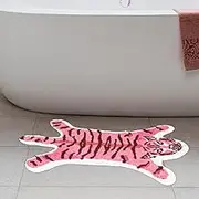 Cute Tiger Bath Mat for Bathroom Non Slip Washable Pink Bathroom Rug Absorbent Shower Rugs Decorative Bathtub Rug for Home 21.6x33.4in