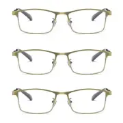 3 PK Men Reading Glasses Anti Blue Light Brass Metal Frame Spring Hinge Readers