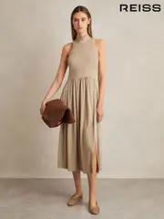 Reiss Neutral Blake Jersey Sleeveless Midi Dress (AU4879) | $265
