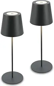 BRILONER - Set of 2 LED Table Lamps, Wireless with Touch, Dimmable in Levels, Height-Adjustable, Bedside Lamp, Reading Lamp, LED Lamp, Table Lamp, Battery Lamp, Outdoor Lamp, 36 x 10.5 cm, Anthracite