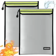 2PCS 15"x11" Fireproof Document Money Bag Home Office Travel Fireproof Safe S...