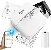 P21 Mini Printer, Bluetooth Mini Thermal Printer, Portable Photo Printer Compatible Android/Apple, Label Printer Mini Printer for DIY, Diary, Photos and Notes, White