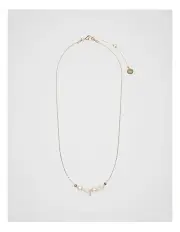 [Seed Heritage] Fine Pearl I Initial Necklace in Multi