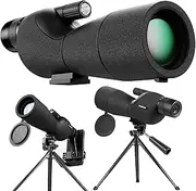 25-75x60 Spotting Scopes with Tripod Carrying Bag and Smartphone Adapter Straight Spotter Scope Black