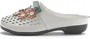 [XOEKD] Women's Leather Flowers Hollow Mules Summer Non-Slip Comfort Slip-On Round Slingback Softsole Ethnic Clogs Suitable Outdoor Beach Casual Slippers