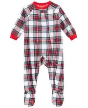 Family PJs X6563 Baby Unisex Stewart Holiday Plaid Footed Pajama One Piece, 12M