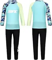 [Fldy] Girls Boys Modest Swimsuit Full Body Swimwear Rash Guard Shirts with Swim Legging Swimwear Set