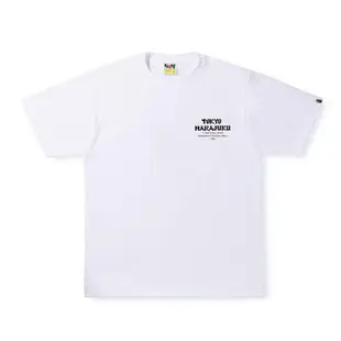 A BATHING APE 背部猿人頭 原宿字體 短袖 白 BAPE-194