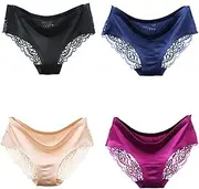 [COSWE] Panties Underwear Hipster Panties Sexy Lace Briefs for Women (4 Pack)