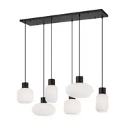 Nori 6 Light Island Pendant Matt Black & Opal Matt - NORI PE6-BKOM