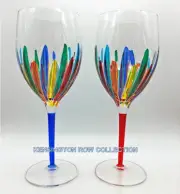 RAVENNA WINE GLASSES - SET OF 2 - BLUE AND RED - VENETIAN GLASSWARE