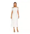 NWT SLEEPER Boheme Midi Slip Dress with Ostrich Feathers in White Sz XL $350