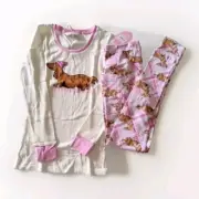 PETER ALEXANDER Women's Pink Long Sleeve PJs Pyjamas Leggings Set BNWT Dachshund