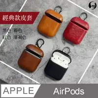 在飛比找PChome24h購物優惠-AirPods 無線藍芽耳機 皮革保護套 AirPods 1