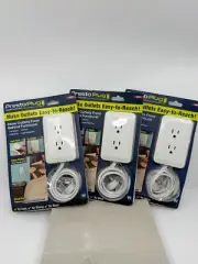 Presto Plug Wall Outlet Extender 4 ft Cord Peel & Stick Set Of Three No Mess