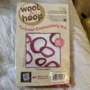 Wool & Hoop Crewel Embroidery Kit "Love Loops” Linen Fabric (ALX)