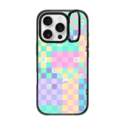 iPhone 16 Pro Impact Ring Stand Case MagSafe Compatible Transparent Pastel Checkered Hearts Stars Pattern