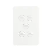 Hager Allure WBHSV5 - 5 Gang Vertical Internal Rocker Switch - 16Amp - Gloss White