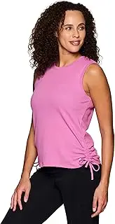 [RBX] Active Cotton Blend Workout Tank Top for Women, Side Tie Breathable Sleeveless Muscle Tee Yoga Tunic with Plus Sizes