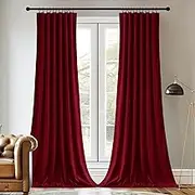 StangH Velvet Curtains 108 inches Long for Living Room, Back Tab & Hook Belt Drapes, Thermal Insulated Panels for Holiday/Bedroom/Sliding Door, W52 x L108, 2 Panels