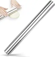 Metal Rolling Pin, Professional French Dough Roller, 16 inch Stainless Steel Rolling Pin for Baking Fondant, Pizza, Pie, Pastry, Pasta, Dough, Cookies (1 Pcs)