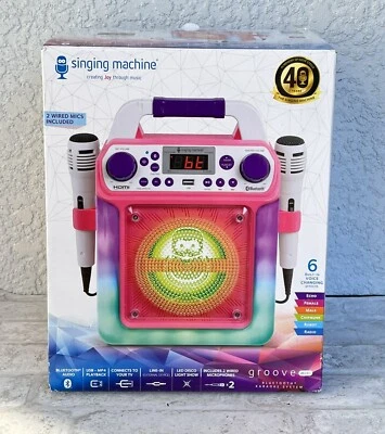 Singing Machine SML652P HDMI Groove Mini Portable Karaoke System with Bluetooth