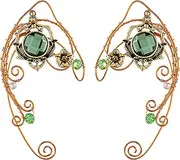 [FRESHME] Elf Ear Cuffs, Handmade Fairy Earrings with Colorful Rhinestone Metal Wire Wrapped Non Piercing Ear Clips for Women