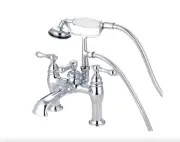 Three-Handle 2-Hole Deck Mount Clawfoot Tub Faucet with Hand Shower CC604T1