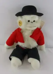 Vintage Russ Caress Pet Toreador Bullfighter Plush Stuffed White Monkey W/Tags
