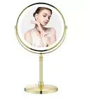 Gold Makeup Mirror with Light 1X/10X Free Standing 8 Inches 360 Swivel Dual-S...